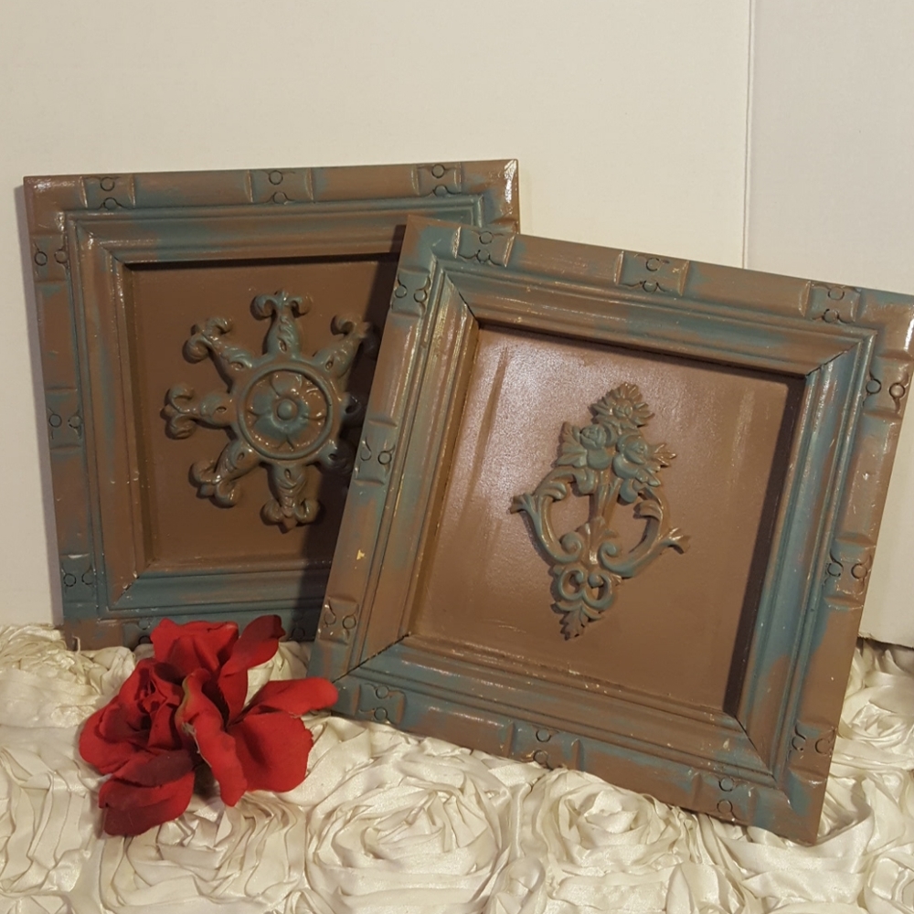 Home Decor Frame Wooden Distressed Wall Art Set of 2.